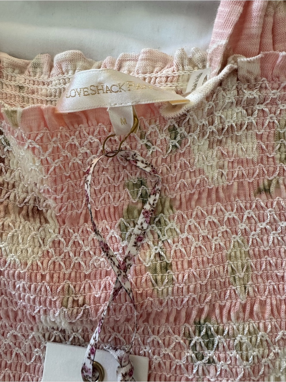 LoveShackFancy Norna Smocked Tie-Shoulder Mini Dress in Ballet Pink – NWT - Picture 6 of 8
